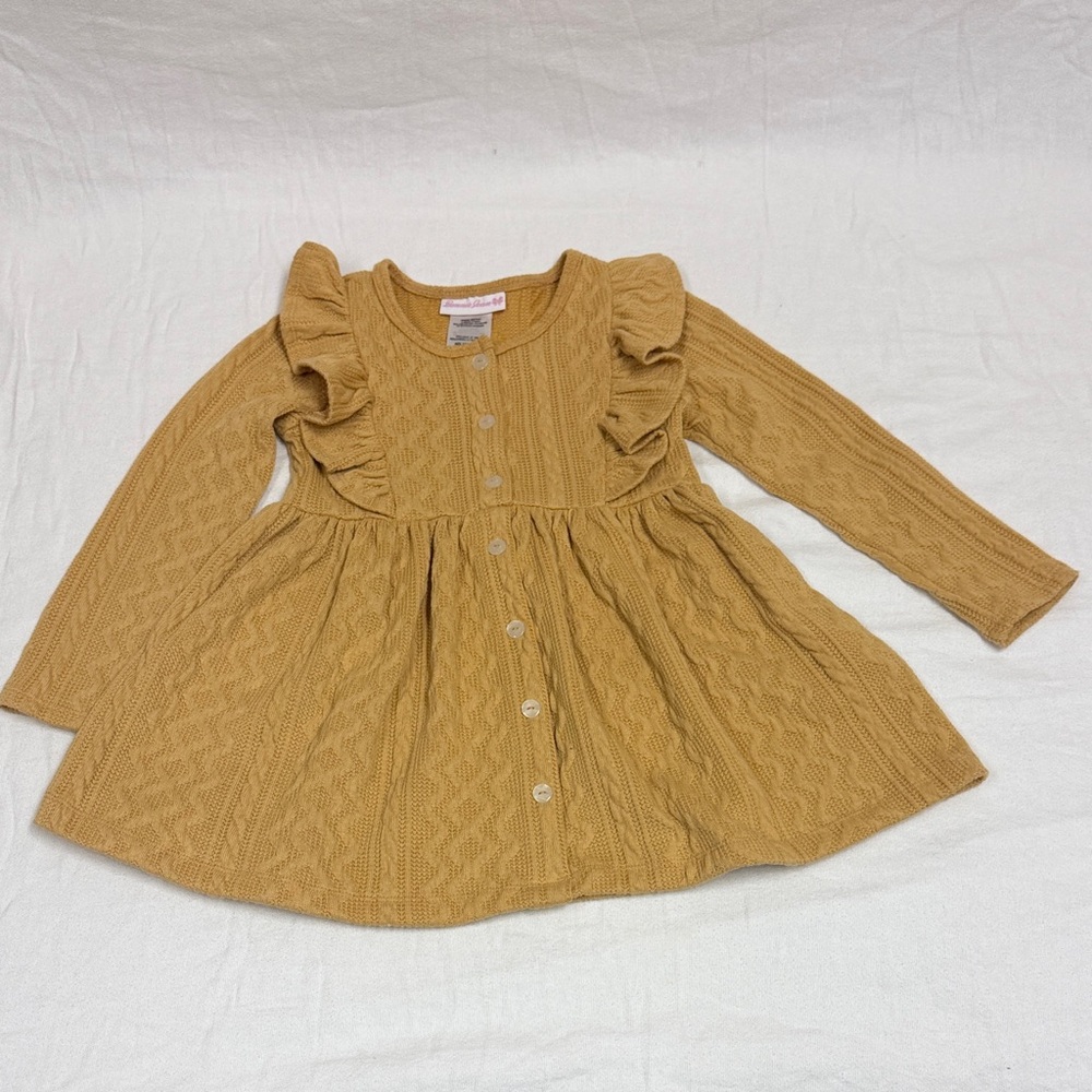 NWOT Bonnie Jean Harvest Yellow Ruffle Knit Dress 5
